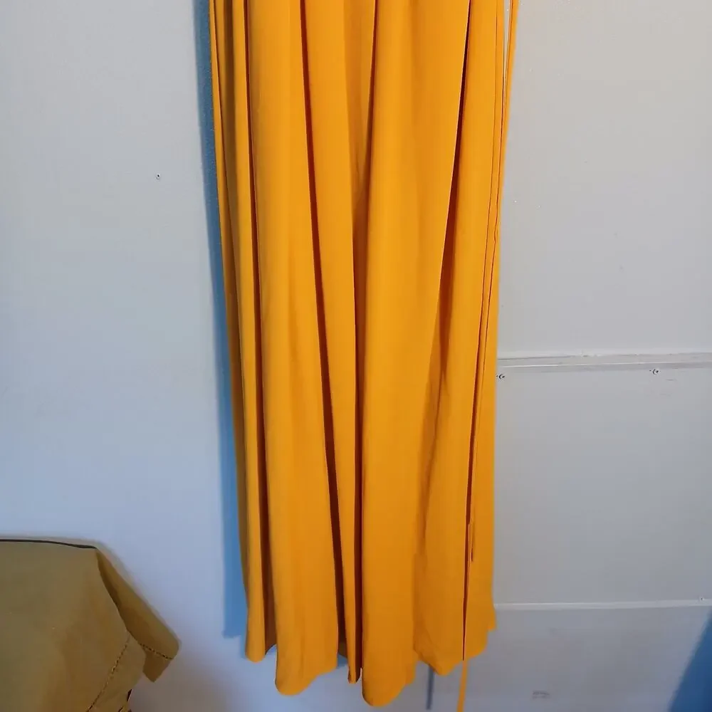 Davids Bridal Formal Floor Length Wrap Dress Size 6 Marigold NWT ,Flutter Sleeve - Picture 14 of 16